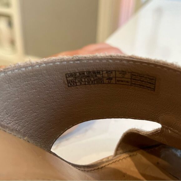 UGG Celia Grey Suede Cutout Slide Heels Sandals Heeled Open Toe Mules Sz 6.5 - Picture 10 of 11